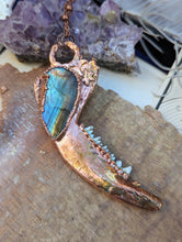 Load image into Gallery viewer, Copper Electroformed Jawbone with Labradorite Necklace