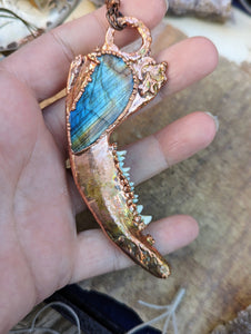 Copper Electroformed Jawbone with Labradorite Necklace