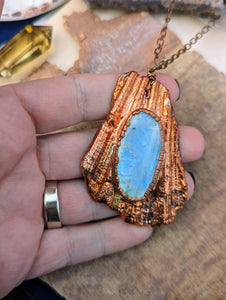 Electroformed Scallop Shell Shard with Rainbow Moonstone