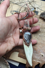 Load image into Gallery viewer, Electroformed Antler Point Necklace with Hypersthene