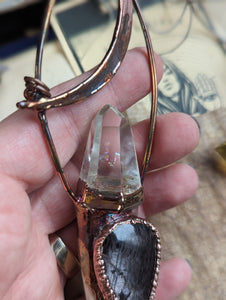 Electroformed Antler Point Necklace with Hypersthene