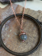 Load image into Gallery viewer, Electroformed Acorn Cap Necklace with Faceted Agate 2