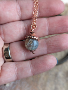 Electroformed Acorn Cap Necklace with Faceted Agate 2