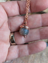 Load image into Gallery viewer, Electroformed Acorn Cap Necklace with Faceted Agate 2