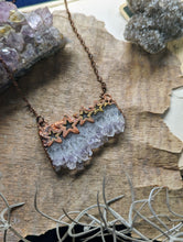 Load image into Gallery viewer, Electroformed Druzy Amethyst Agate Slice Necklace 4
