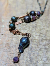 Load image into Gallery viewer, Freshwater Baroque Pearl Necklace with Rubies