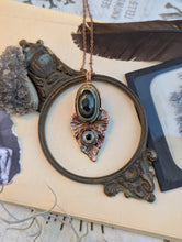 Load image into Gallery viewer, Green Eye Opal Glass Eye Leaf Necklace