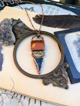 Load image into Gallery viewer, Orange Onyx, Dendritic Psilomene, & Picasso Jasper Necklace