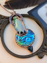 Load image into Gallery viewer, Glow-in-the-Dark Ghost & Abalone Moon Necklace