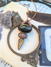 Load image into Gallery viewer, Green Eye Opal, Grey Moonstone, & Psilomene Dendrite Necklace