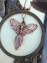 Load image into Gallery viewer, Red Rutile Quartz Death Head Moth Necklace