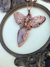 Load image into Gallery viewer, Red Rutile Quartz Death Head Moth Necklace