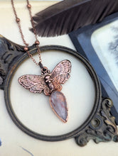 Load image into Gallery viewer, Red Rutile Quartz Death Head Moth Necklace