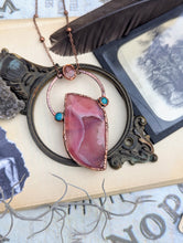 Load image into Gallery viewer, Orange Druzy Onyx, Sunstone, & Turquoise Necklace