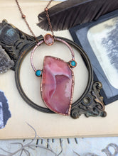 Load image into Gallery viewer, Orange Druzy Onyx, Sunstone, & Turquoise Necklace