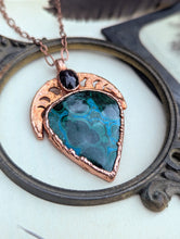 Load image into Gallery viewer, Malachite Moon Phase Necklace with Star Garnet