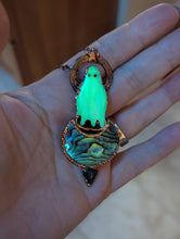 Load image into Gallery viewer, Glow-in-the-Dark Ghost & Abalone Moon Necklace