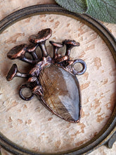 Load image into Gallery viewer, Golden Rutilated Quartz Encrusted with Mushrooms Copper Electroformed Statement Necklace - 1