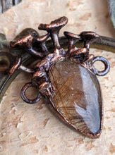 Load image into Gallery viewer, Golden Rutilated Quartz Encrusted with Mushrooms Copper Electroformed Statement Necklace - 1