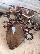 Load image into Gallery viewer, Golden Rutilated Quartz Encrusted with Mushrooms Copper Electroformed Statement Necklace - 1