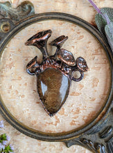 Load image into Gallery viewer, Golden Rutilated Quartz Encrusted with Mushrooms Copper Electroformed Statement Necklace - 2