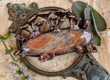 Load image into Gallery viewer, Sunstone Encrusted with Mushrooms Copper Electroformed Statement Necklace