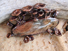 Load image into Gallery viewer, Sunstone Encrusted with Mushrooms Copper Electroformed Statement Necklace