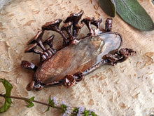Load image into Gallery viewer, Sunstone Encrusted with Mushrooms Copper Electroformed Statement Necklace