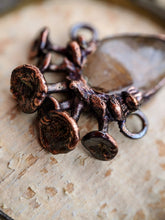 Load image into Gallery viewer, Golden Rutilated Quartz Encrusted with Mushrooms Copper Electroformed Statement Necklace - 1