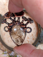 Load image into Gallery viewer, Golden Rutilated Quartz Encrusted with Mushrooms Copper Electroformed Statement Necklace - 1