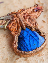 Load image into Gallery viewer, Labradorite Blue Morpho Butterfly - Copper Electroformed Necklace