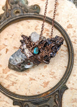 Load image into Gallery viewer, Petite Morel Mushroom Electroformed Necklace with Garden Quartz and Shelf Mushrooms