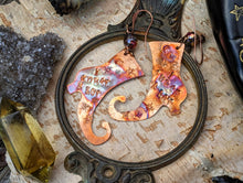 Load image into Gallery viewer, ‘I Curse A Lot’ Witch Boot Copper Earrings