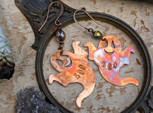 Load image into Gallery viewer, Happy 'Boo' Ghost Copper Earrings #2