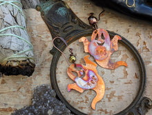 Load image into Gallery viewer, Happy 'Boo' Ghost Copper Earrings #1