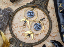 Load image into Gallery viewer, Jack O’ Lantern Moon & Star Earrings - White
