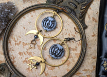 Load image into Gallery viewer, Jack O’ Lantern Moon & Star Earrings - White