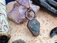 Load image into Gallery viewer, Moss Agate Coffin Electroformed Necklace 1