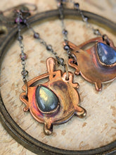Load image into Gallery viewer, Labradorite Witch's Cauldrons Copper Electroformed Earrings