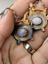 Load image into Gallery viewer, Moonstone Witch's Cauldrons Copper Electroformed Earrings