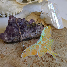 Load image into Gallery viewer, Iridescent Luna Moth Necklace with Crystal Bicones