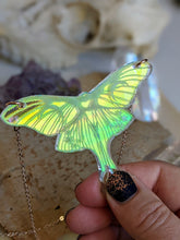 Load image into Gallery viewer, Iridescent Luna Moth Necklace with Crystal Bicones