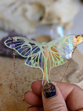 Load image into Gallery viewer, Iridescent Luna Moth Necklace with Crystal Bicones