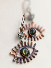 Load image into Gallery viewer, Nazar Evil Eye Earrings - Labradorite