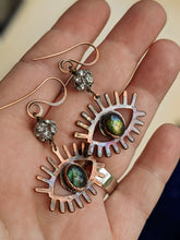 Load image into Gallery viewer, Nazar Evil Eye Earrings - Labradorite