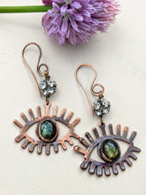 Load image into Gallery viewer, Nazar Evil Eye Earrings - Labradorite