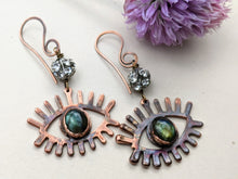 Load image into Gallery viewer, Nazar Evil Eye Earrings - Labradorite