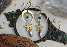Load image into Gallery viewer, Vintage Rhinestone Celestial Earrings 1