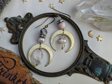 Load image into Gallery viewer, Pearl, Rose Quartz, Herkimer Diamond Celestial Earrings 9