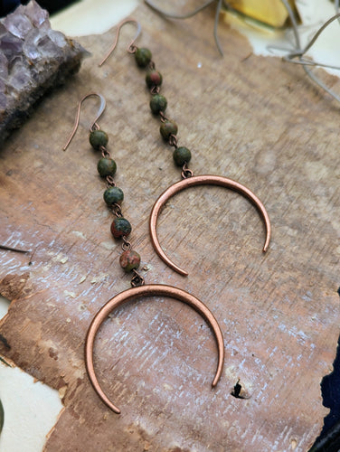 Copper Moon Earrings with Jasper